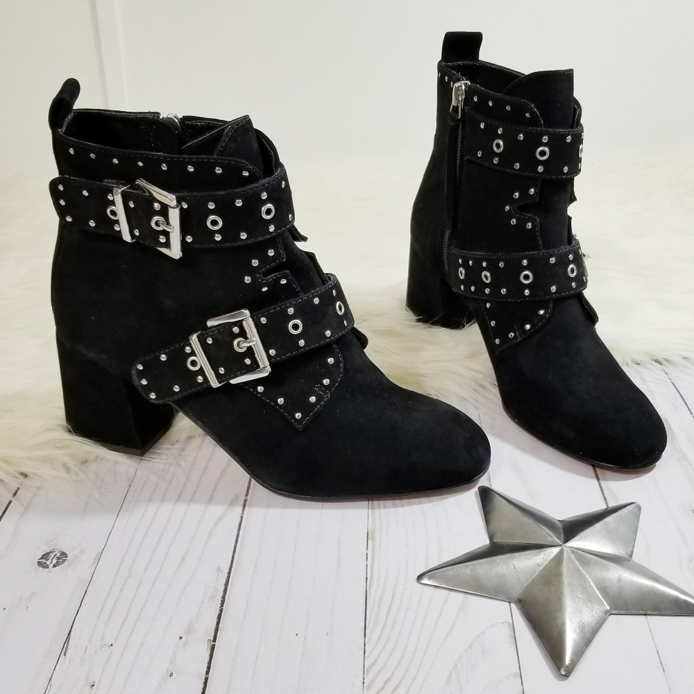 Rebecca Minkoff Logan studded black suede boots size 6